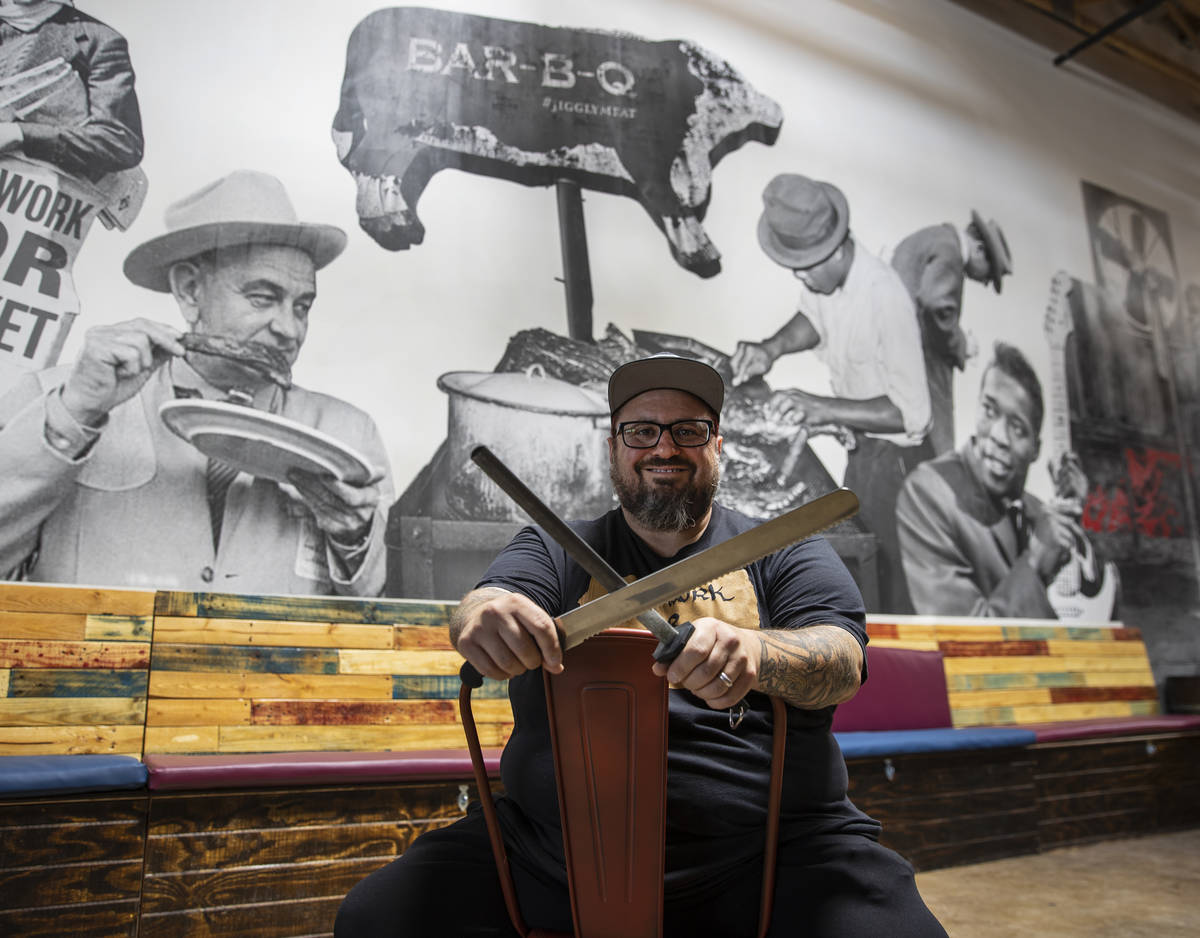 Bruce Kalman, chef and owner of Soulbelly BBQ, Arts District BBQ spot, poses for a photo at his ...