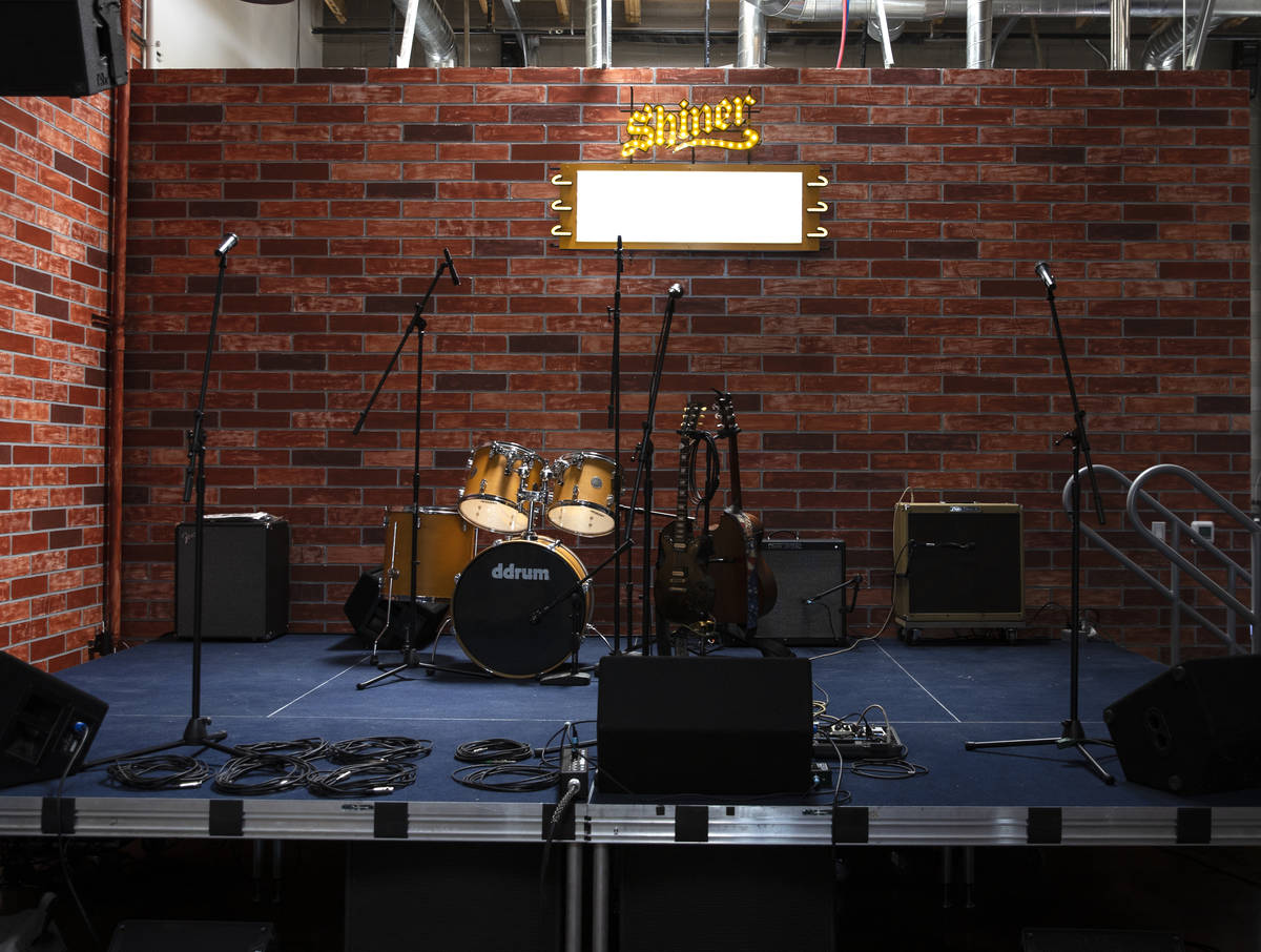 The stage at Soulbelly BBQ, Arts District BBQ spot, on Tuesday, May 4, 2021, in Las Vegas. (Biz ...