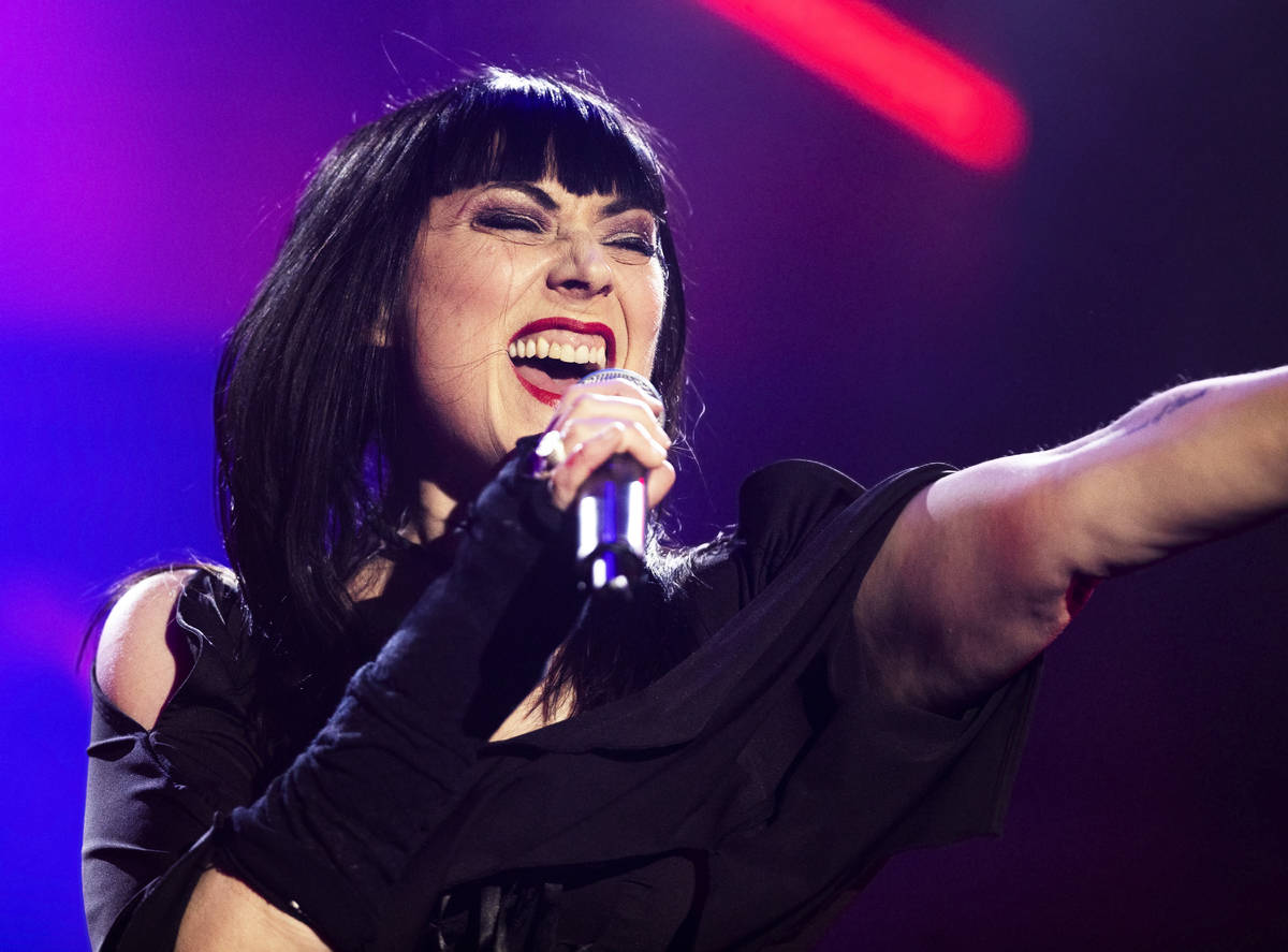 Elyzabeth Diaga, lead singer in "Queens of Rock," performs at Mosaic on the Strip dur ...