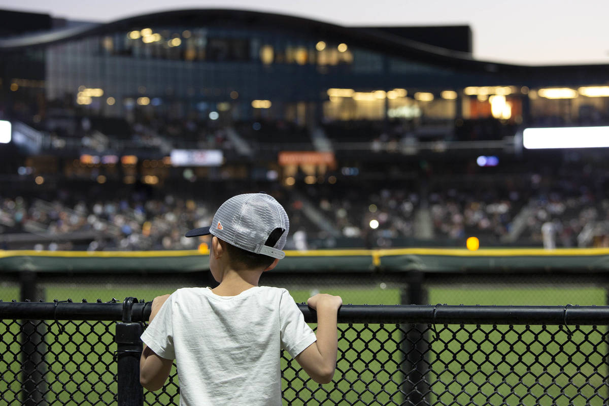 Luke Roa, 6, enjoys the Las Vegas Aviators game against the Sacramento River Cats from the stan ...