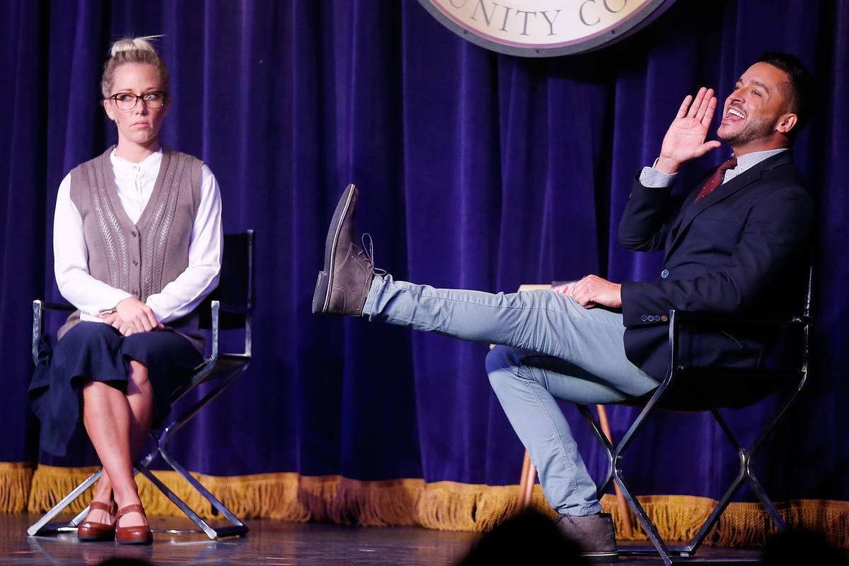 Kendra Wilkinson, (R) and Jai Rodriguez perform during "Sex Tips for Straight Women from a Gay ...