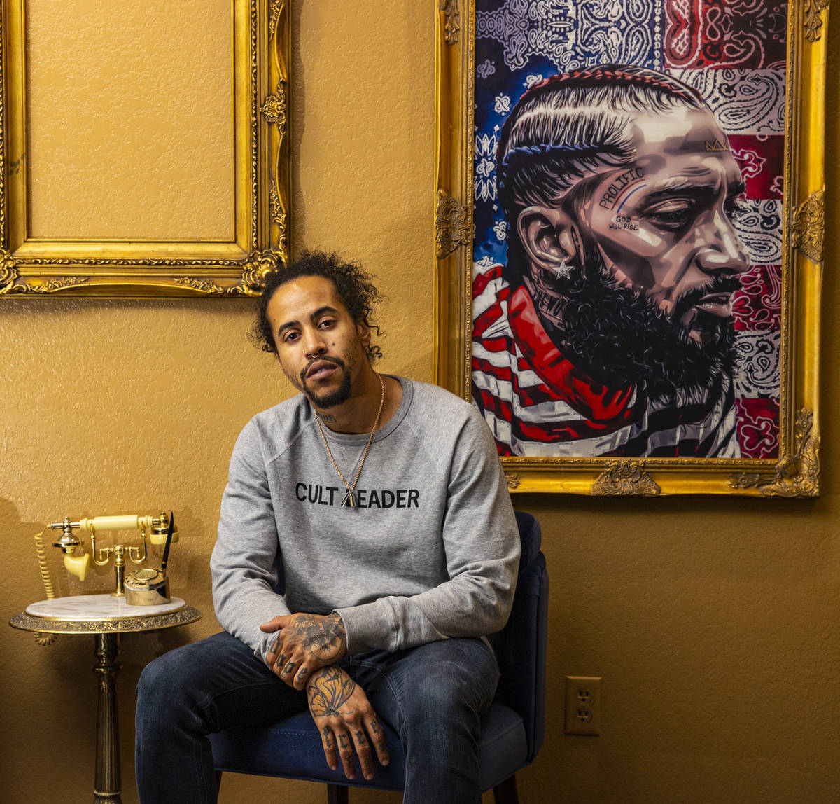 Sin á Tes Souhaits is the new Clark County poet laureate. In his home, he has a portrait of Ni ...