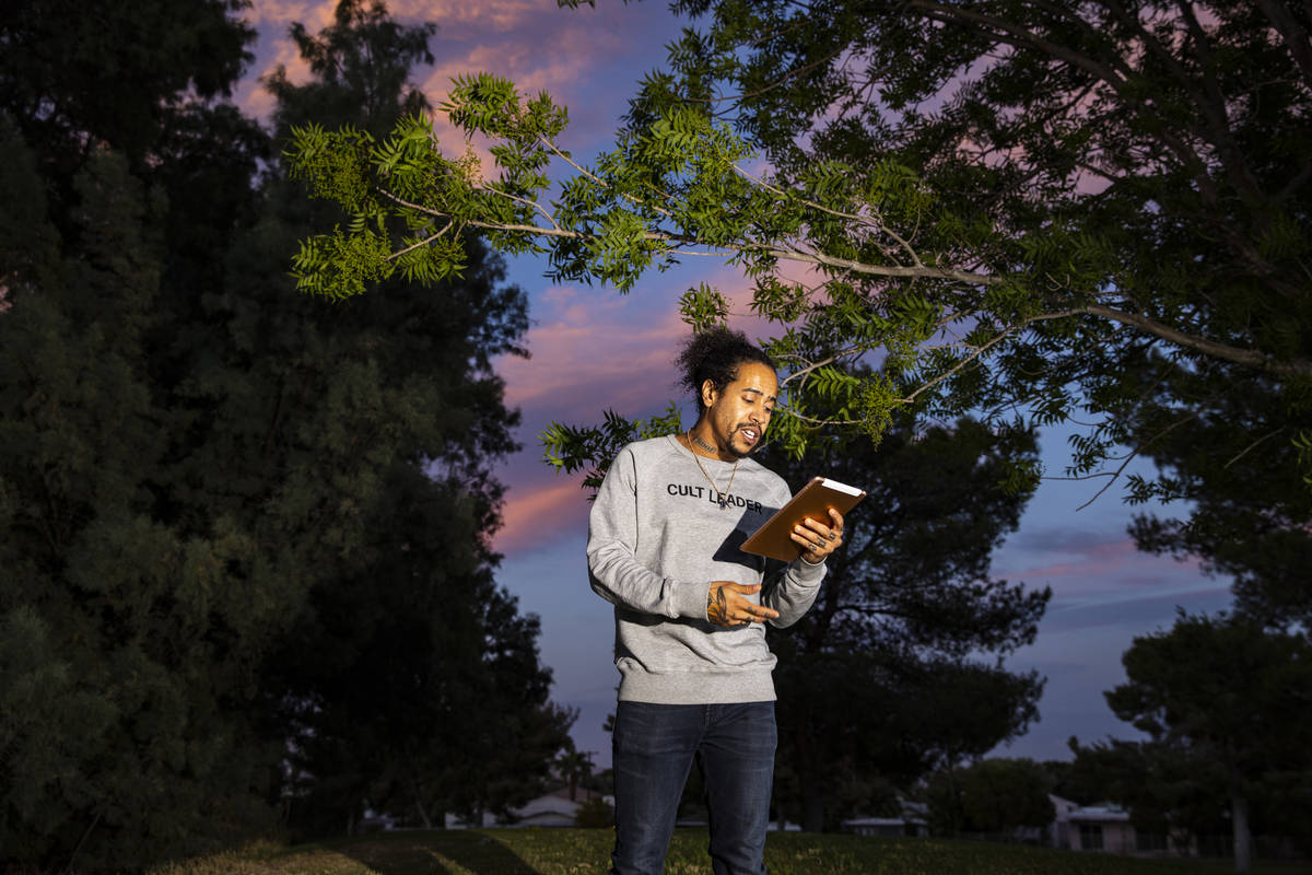 Sin á Tes Souhaits, the new Clark County poet laureate, recites some of his poetry in the Para ...