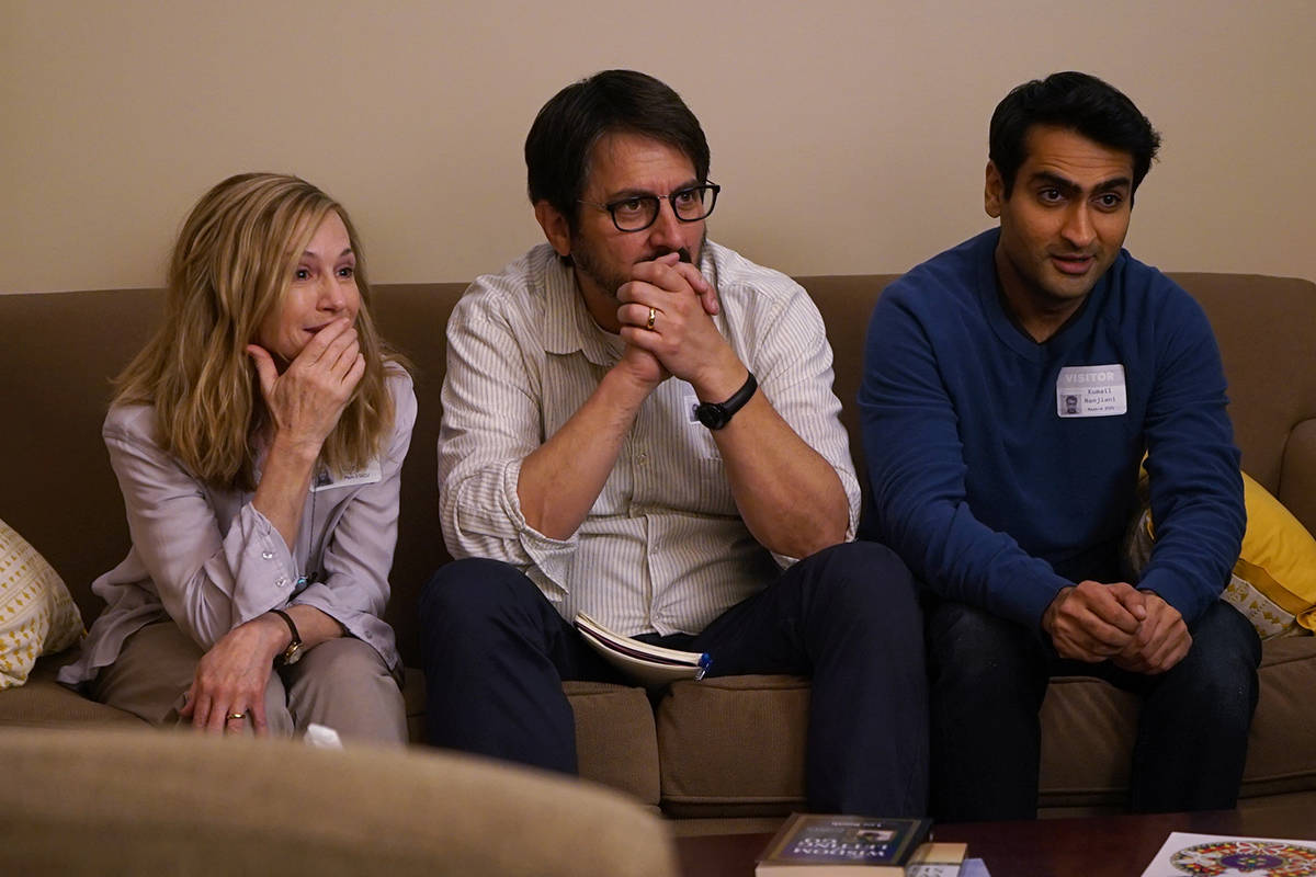 Holly Hunter as Beth, Ray Romano as Terry and Kumail Nanjiani as Kumail in “The Big Sick.” ...