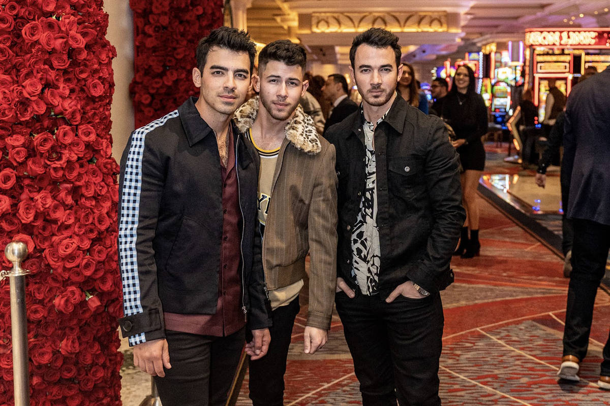 The Jonas Brothers are shown at Mayfair Supper Club at Bellagio on Friday, Jan. 10, 2020. (Tony ...