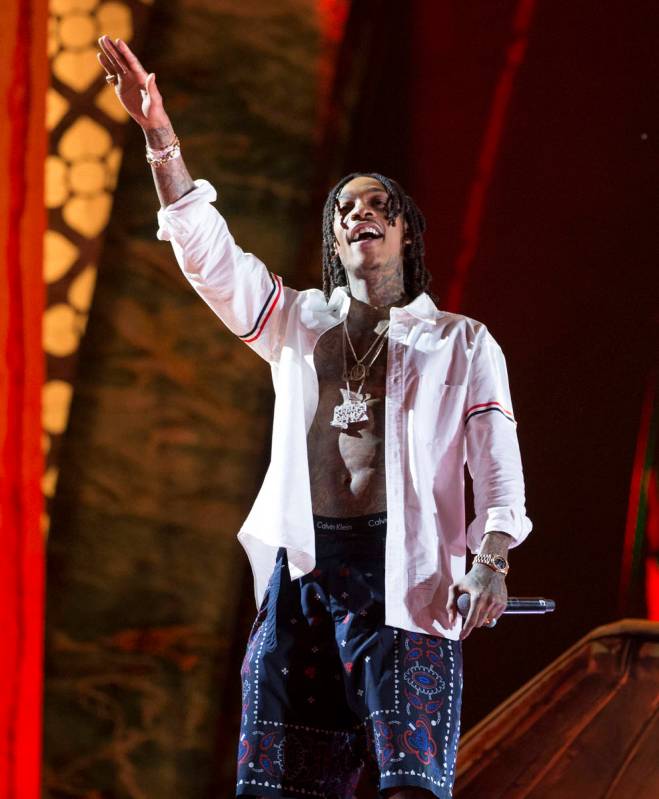 Rapper Wiz Khalifa performs with Dimitri Vegas & Like Mike on day one of the Electric Daisy Car ...