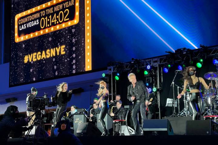 Chris Phillips and Zowie Bowie during the New Year's Eve show and CBS broadcast at Stadium Swim ...
