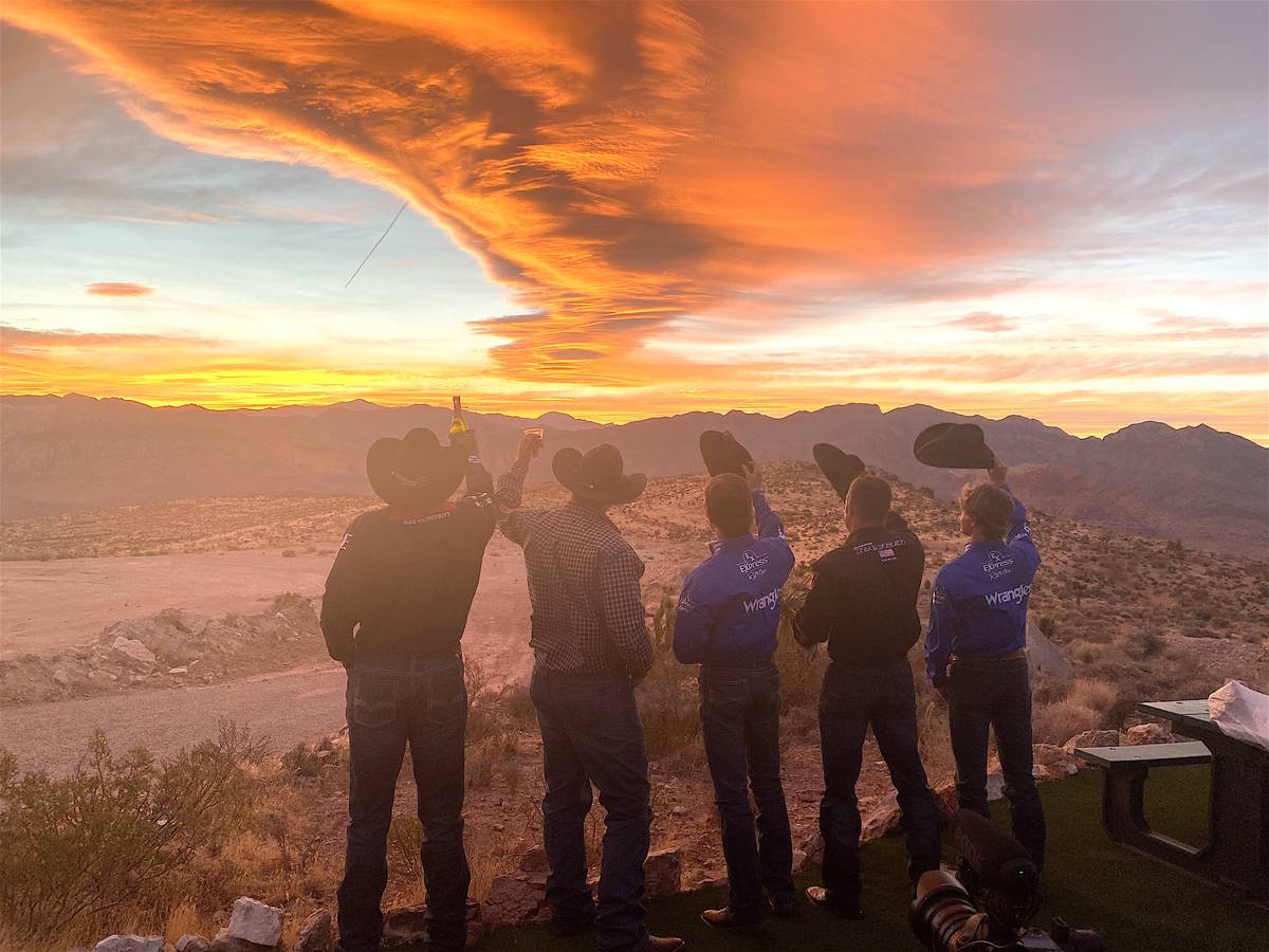 Rodeo champs, from left, Shad Mayfield, Jacob Elder, Stetson Wright, Kaycee Feild and Ryder Wri ...