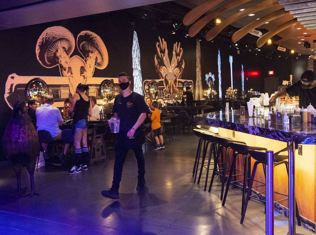 Customers enjoy their meal at The Beast by Todd English, Area15 food hall, on Wednesday, May 26 ...