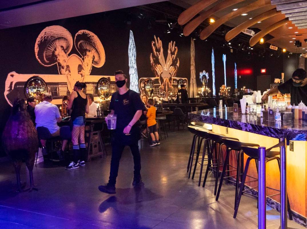 Customers enjoy their meal at The Beast by Todd English, Area15 food hall, on Wednesday, May 26 ...