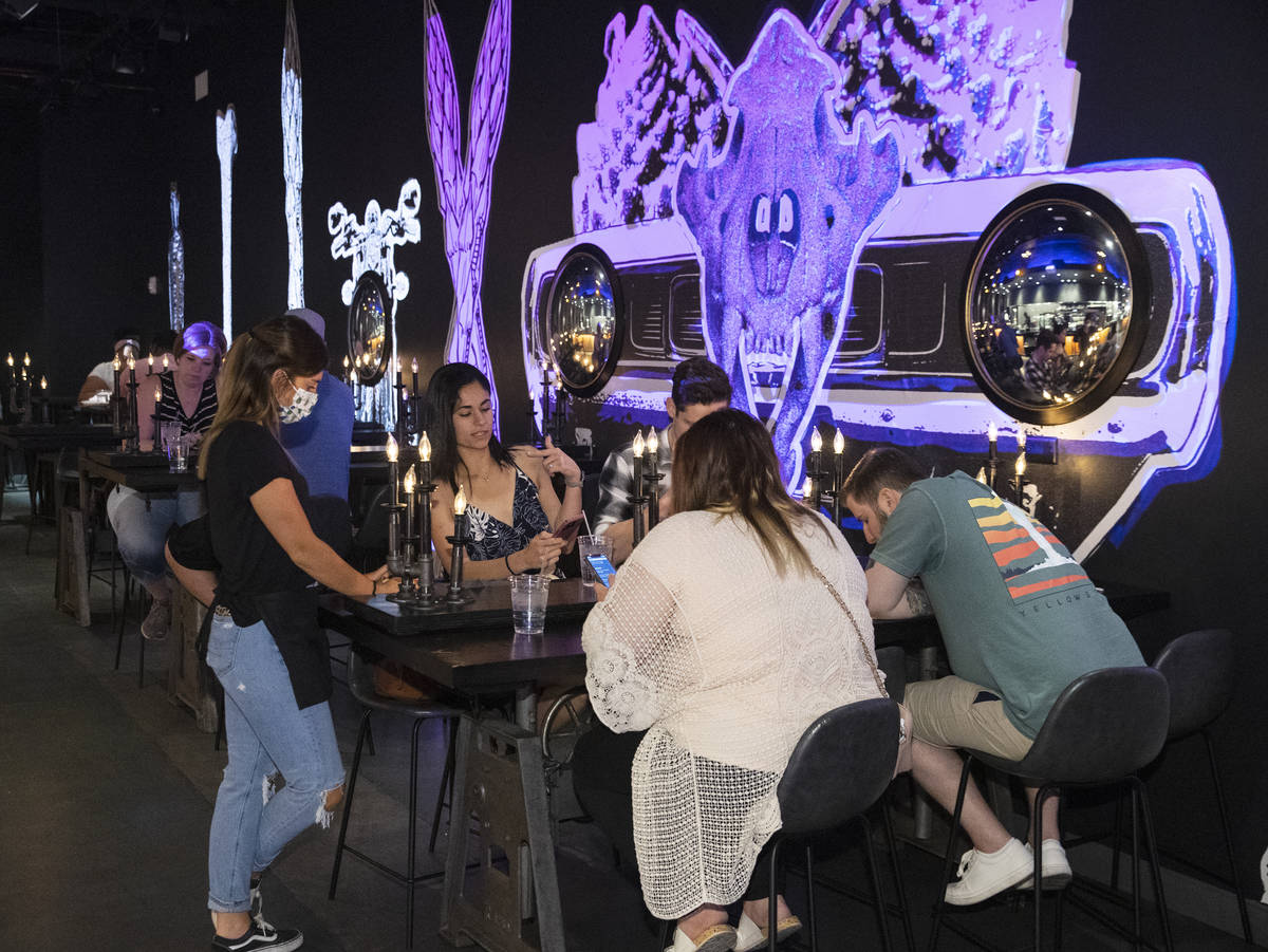Customers enjoy their meal at The Beast by Todd English, Area15 food hall, on Wednesday, May 26 ...
