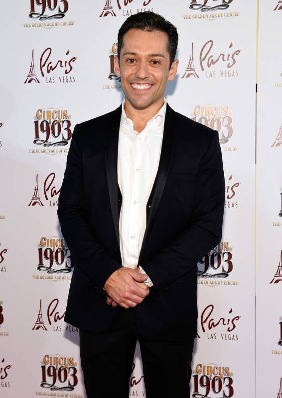 Magician Frederic Da Silva arrives at the grand opening of "Circus 1903" July 25. (David Becke ...