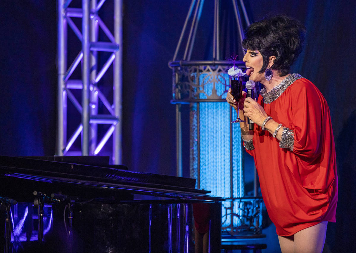 Edie jokes about the specialty cocktail from the bar during another "Faaabulous! The Show& ...
