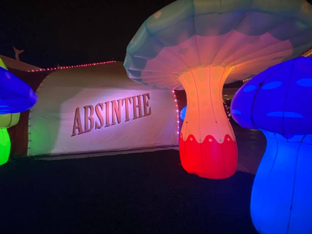 The Green Fairy Garden at "Absinthe's" Spiegeltent on Wednesday, March 17, 2021. (John Katsilom ...