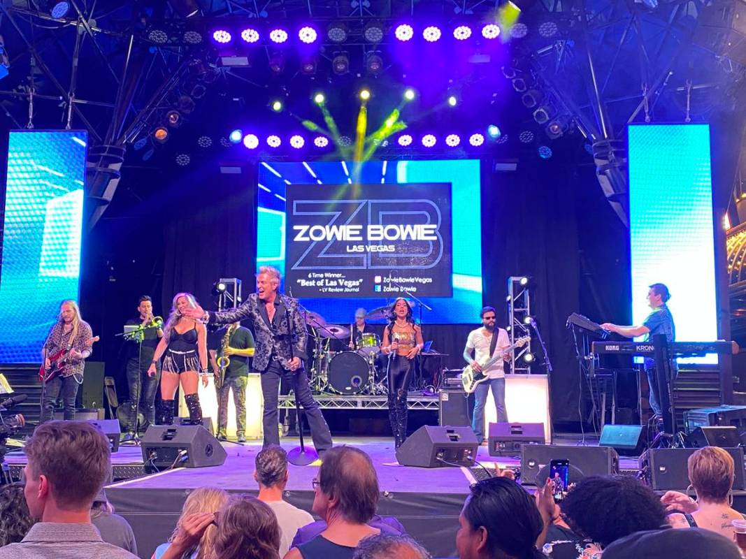 Veteran Vegas party band Zowie Bowie performs on the Fremont Street Experience's 3rd Street Sta ...