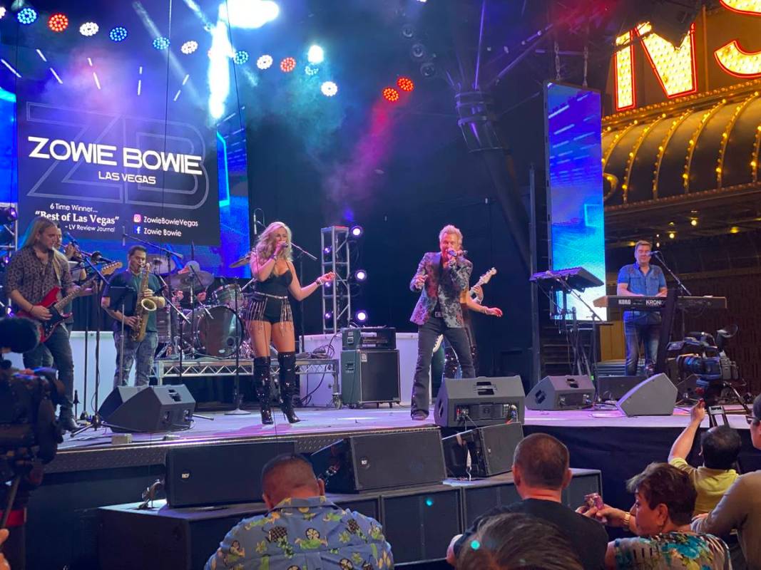 Veteran Vegas party band Zowie Bowie performs on the Fremont Street Experience's 3rd Street Sta ...