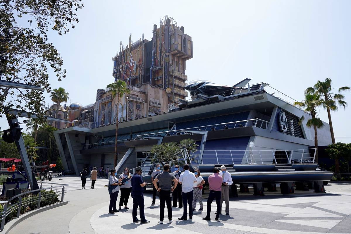 A view of the Avengers Campus appears during a media preview at Disney's California Adventure P ...