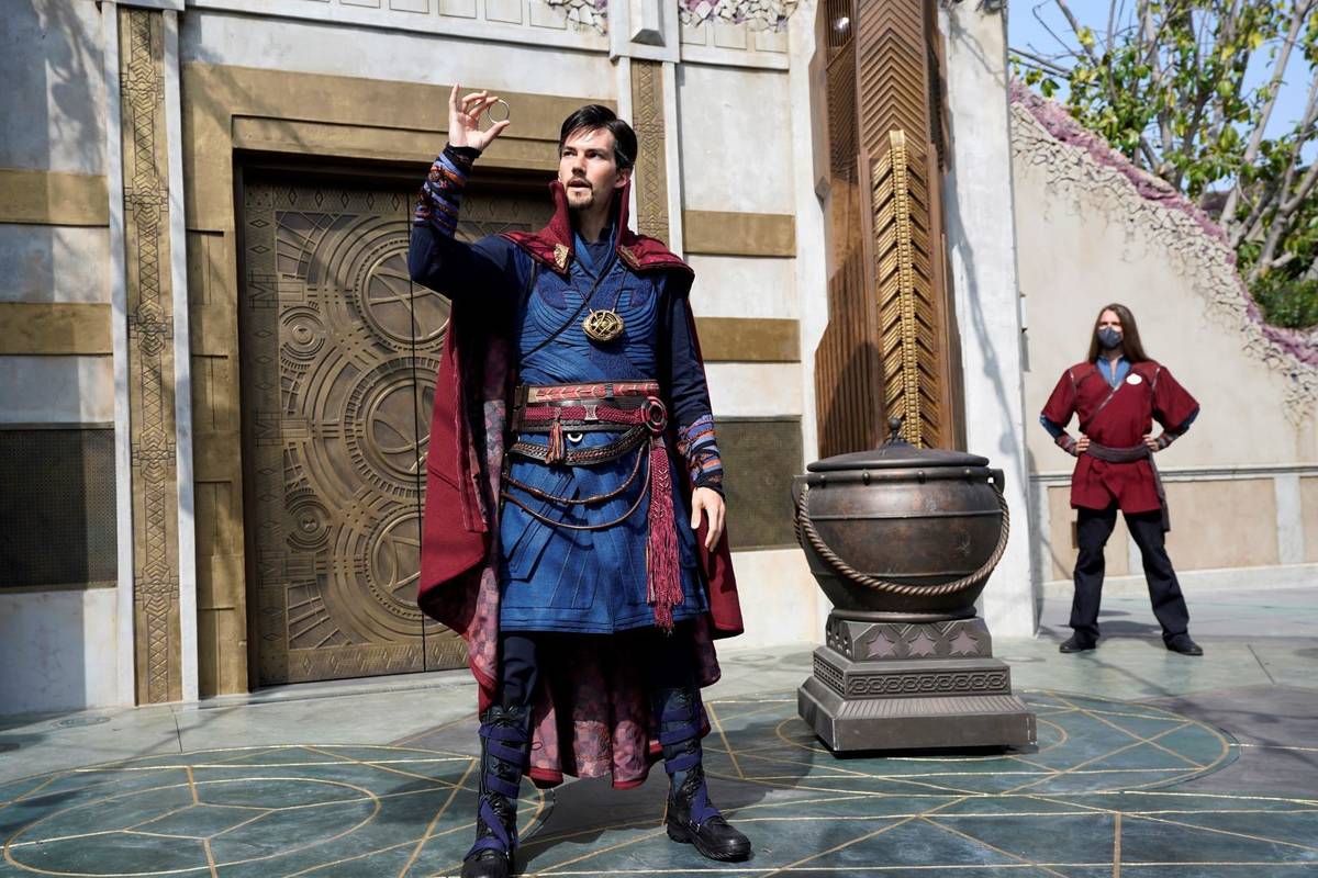A Doctor Strange character performs during the "Doctor Strange: Mysteries of the Mystic Arts" s ...