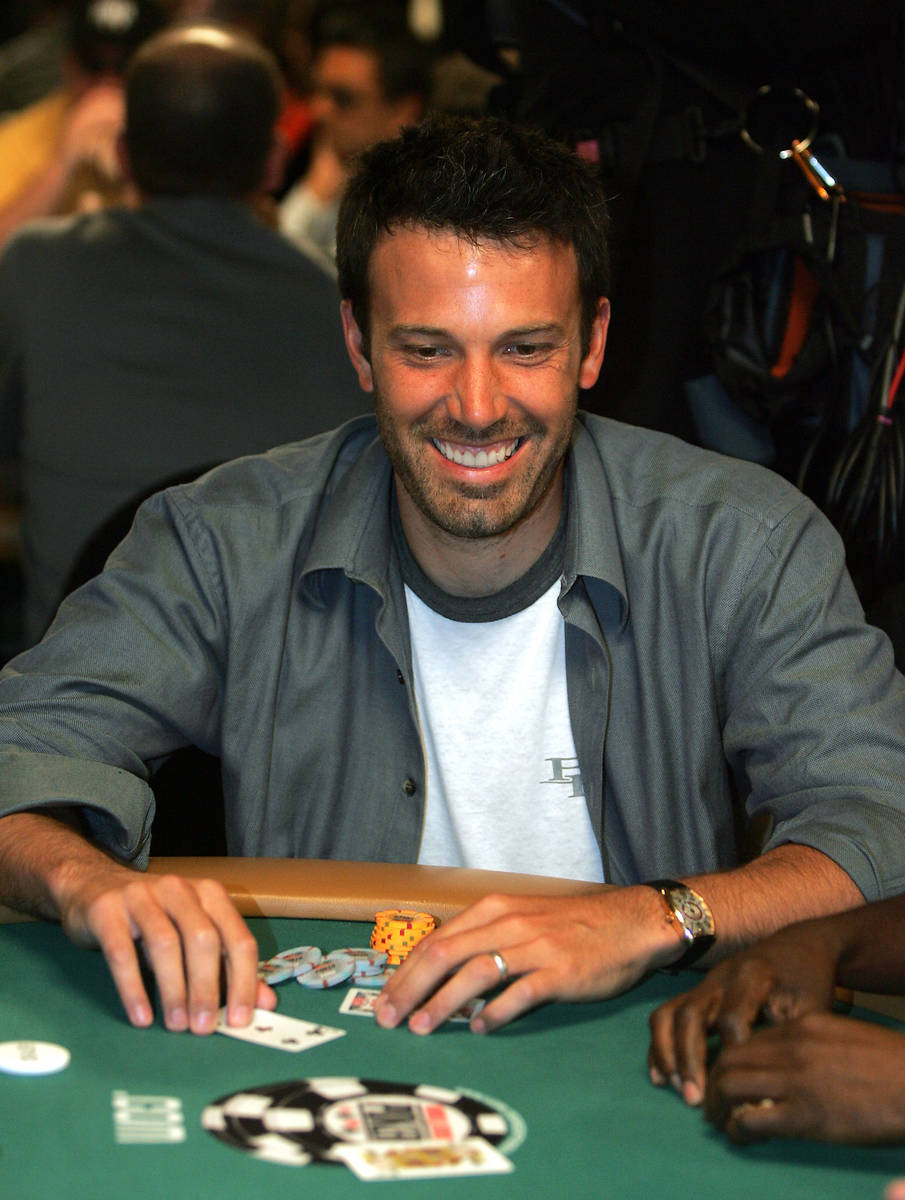 JOHN GURZINSKI/REVIEW-JOURNAL Actor Ben Affleck smiles after getting crushed on a hand of poker ...