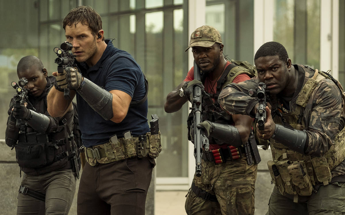 Chris Pratt, Edwin Hodge and Sam Richardson star in "The Tomorrow War." (Amazon Prime Video)