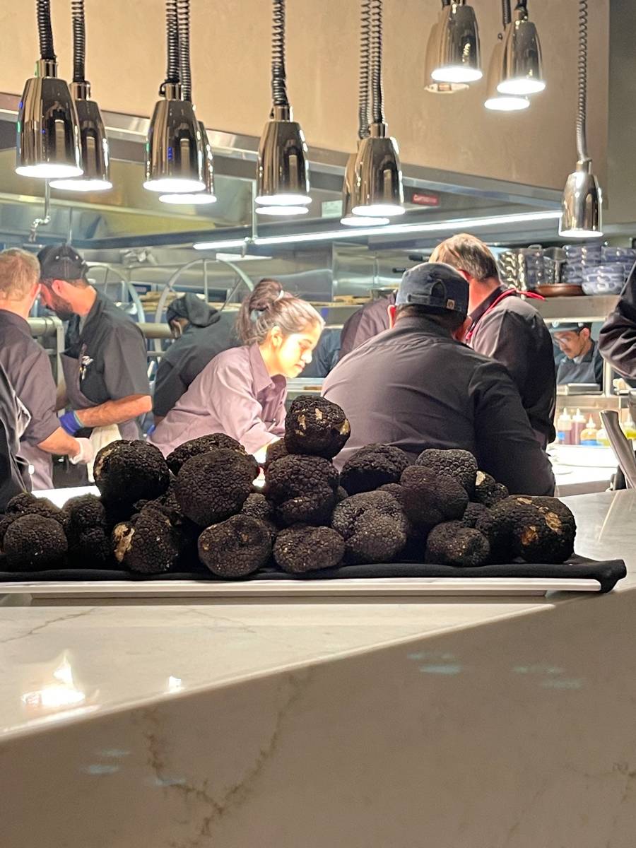 An open plate of truffles seen at Wally's Wine & Spirits at at Resorts World's opening on Thurs ...