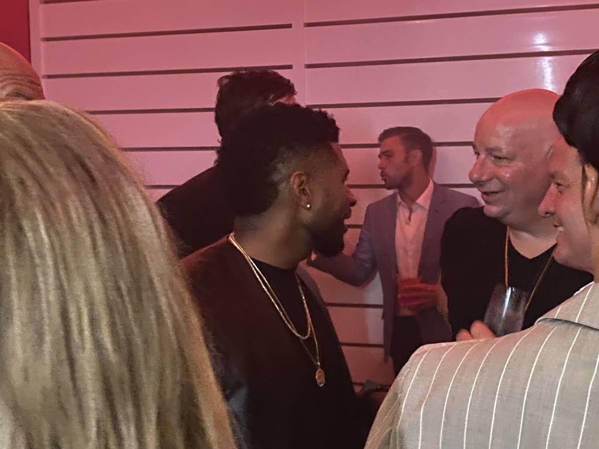 Usher and Jeffrey Ross are shown at the opening party of Resorts World Las Vegas on Thursday, J ...