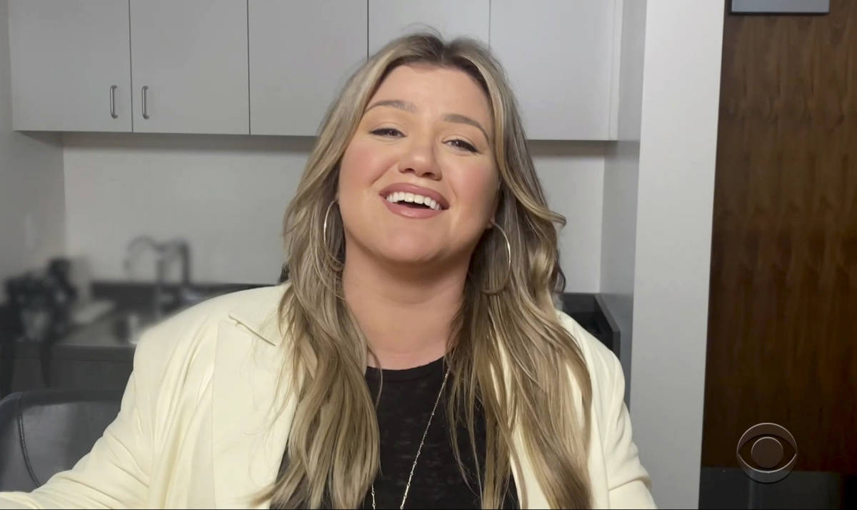 In this video image provided by NATAS and the Daytime Emmys, Kelly Clarkson accepts the award f ...