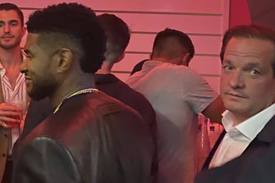 Usher and Jeff Beacher are shown at the opening party of Resorts World Las Vegas on Thursday, J ...