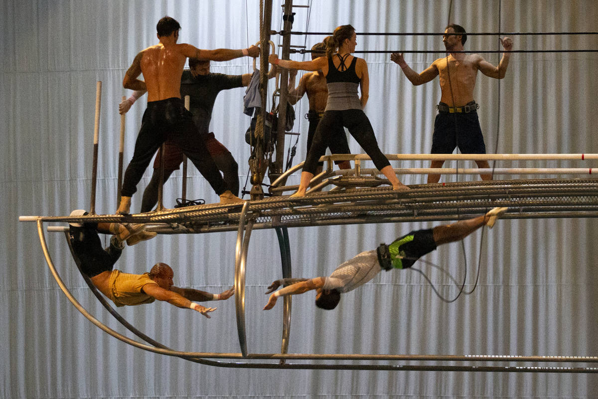 A rehearsal for "O" in O Theatre Showroom at Bellagio on Wednesday, June 30, 2021, in ...