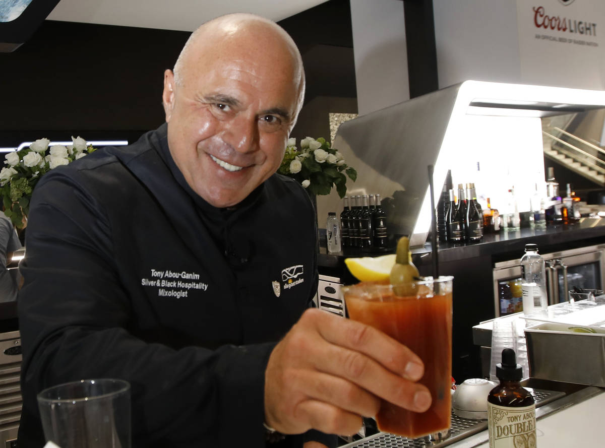 Mixologist Tony Abou-Ganim of Silver & Black Hospitality serves a cocktail, Bloody Fist Mary, d ...