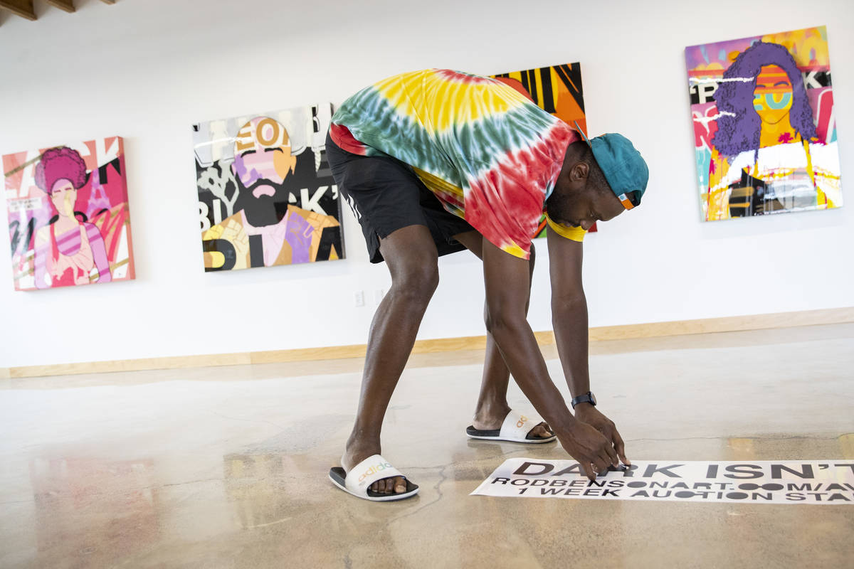 Artist Rod Benson, a former professional basketball player in the National Basketball League, p ...