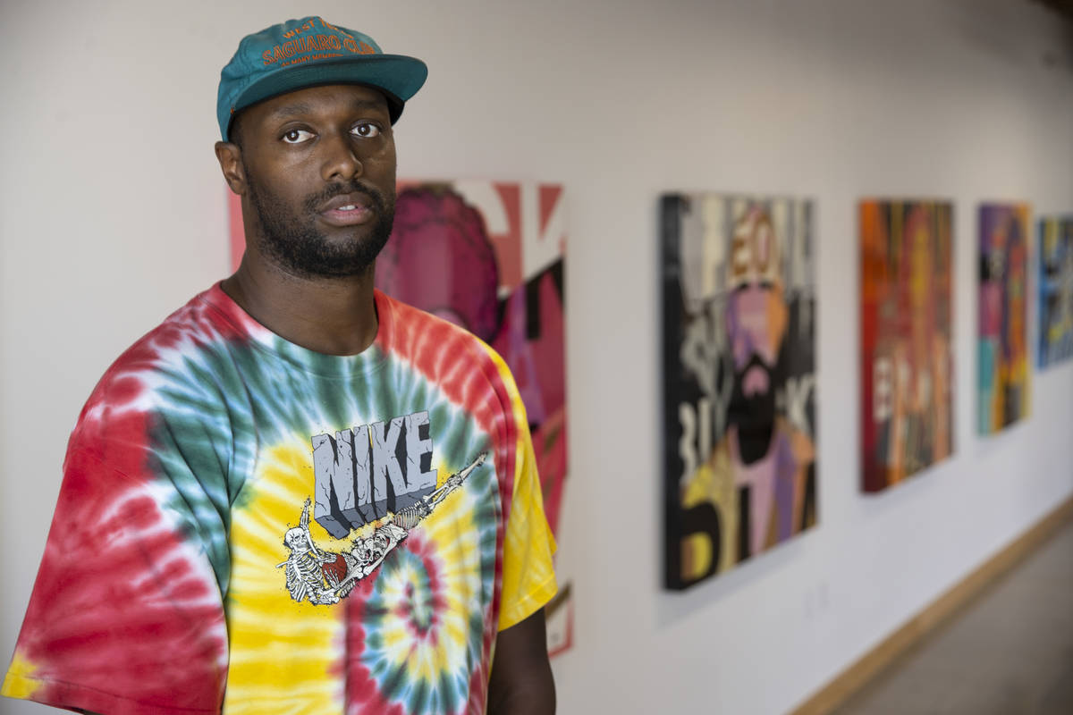 Artist Rod Benson, a former professional basketball player in the National Basketball League, p ...