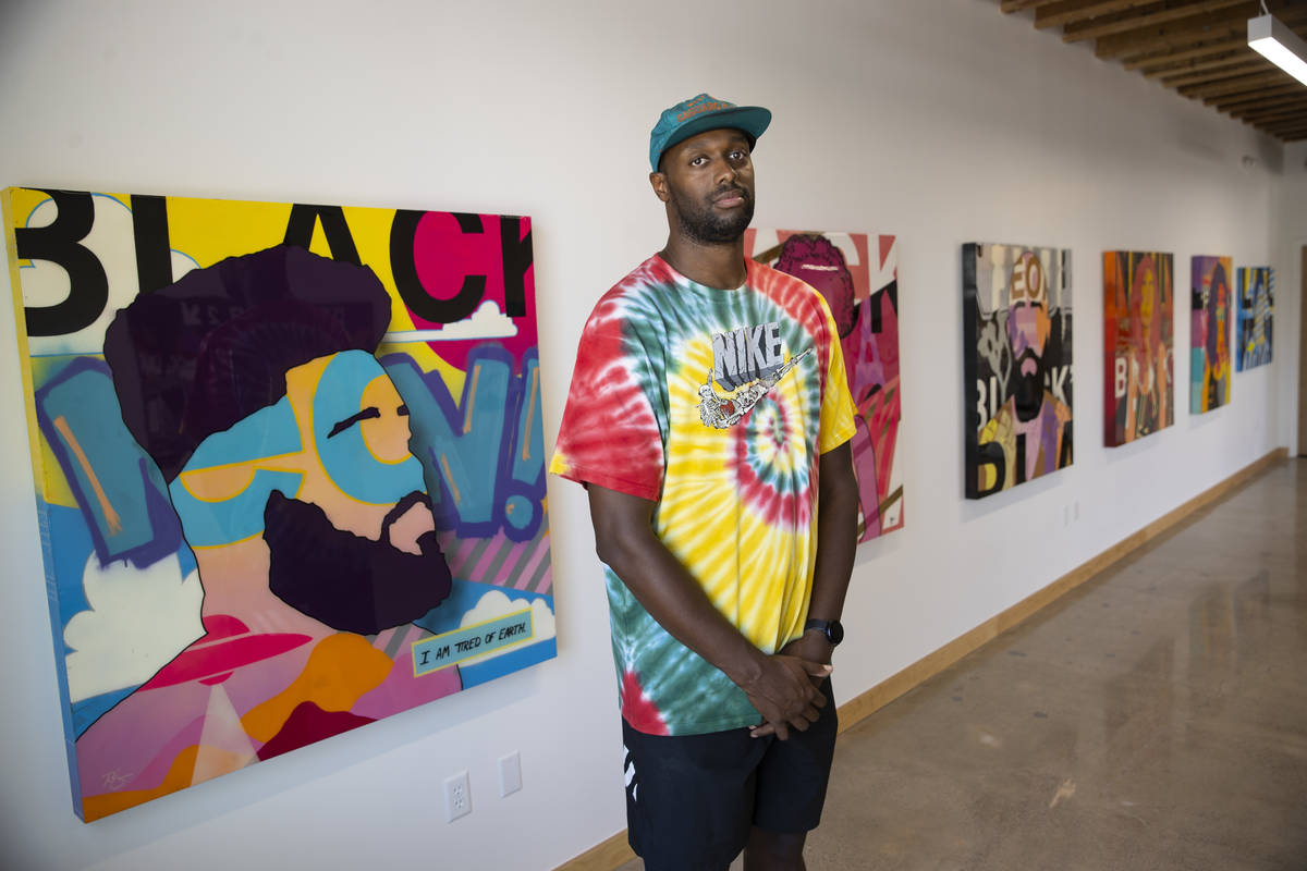 Artist Rod Benson, a former professional basketball player in the National Basketball League, p ...