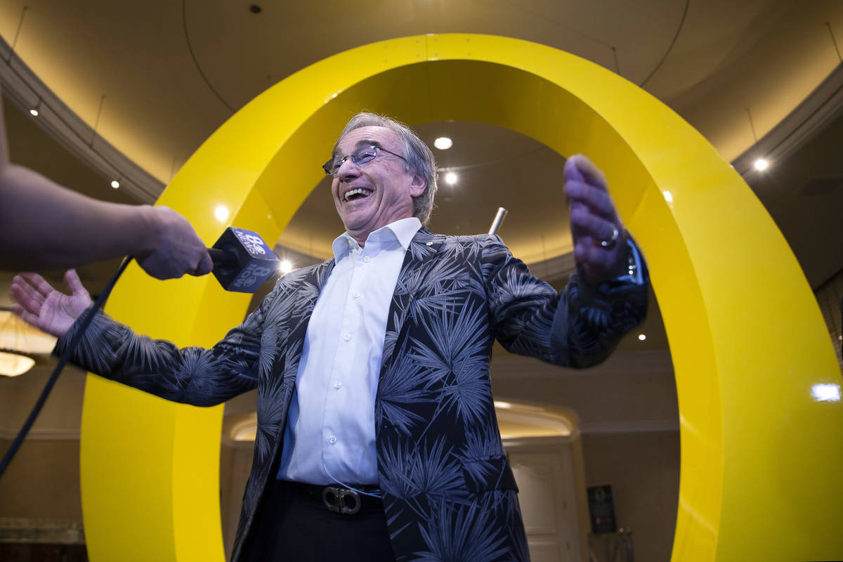 Cirque du Soleil CEO Daniel Lamarre answers questions from the media after a welcome back parad ...