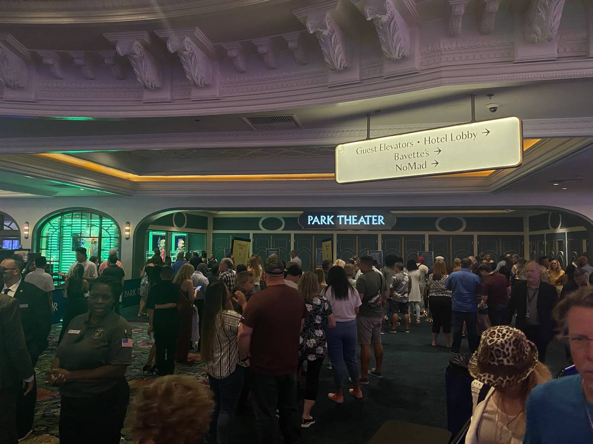 Fans line up for the Bruno Mars show at Park Theater at Park MGM on Saturday, July 3, 2021. (Jo ...