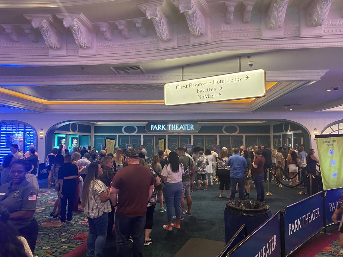 The entrance of Park Theater is shown about two hours before Bruno Mars' return to the stage on ...