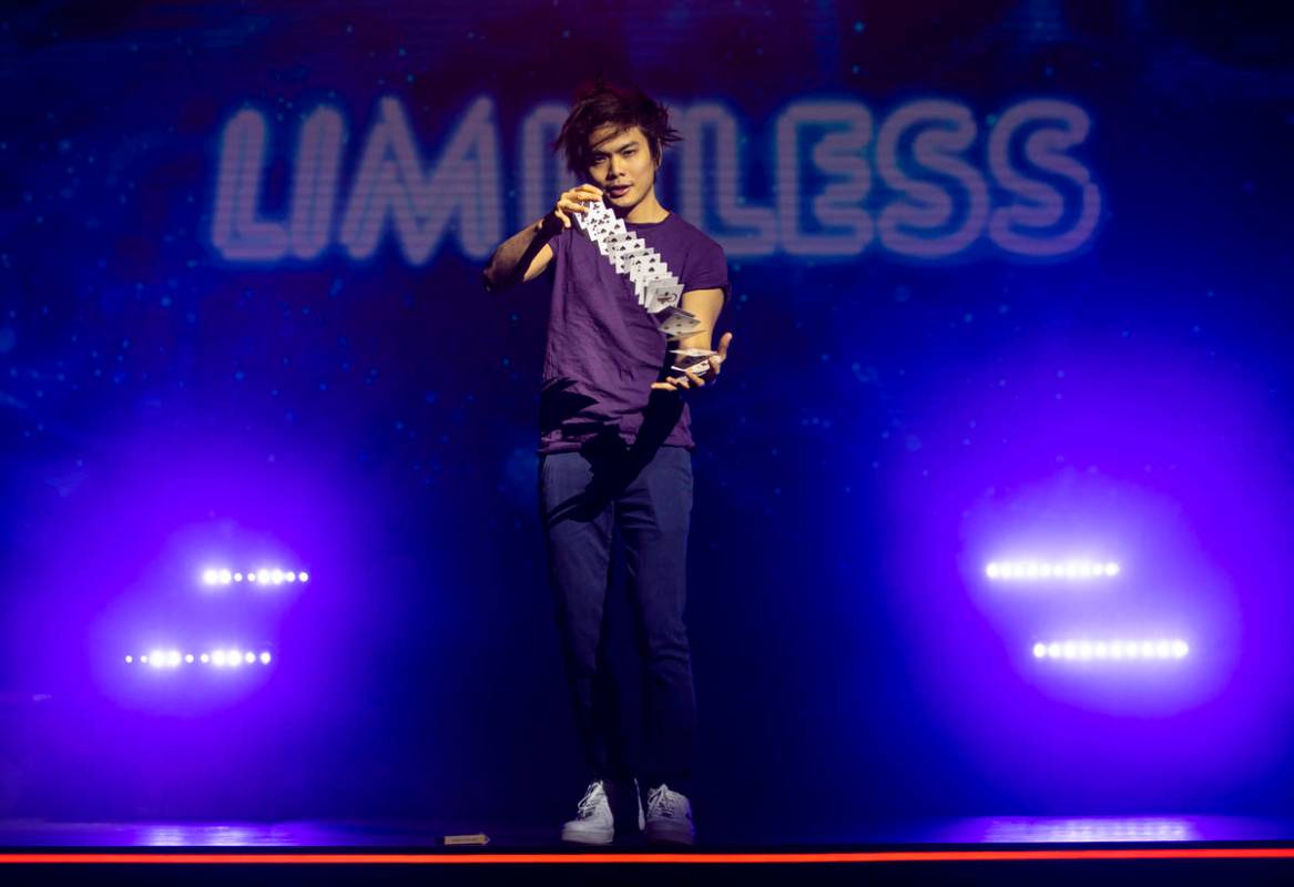 Illusionist Shin Lim poses for a portrait onstage ahead of the reopening of his show, "Lim ...
