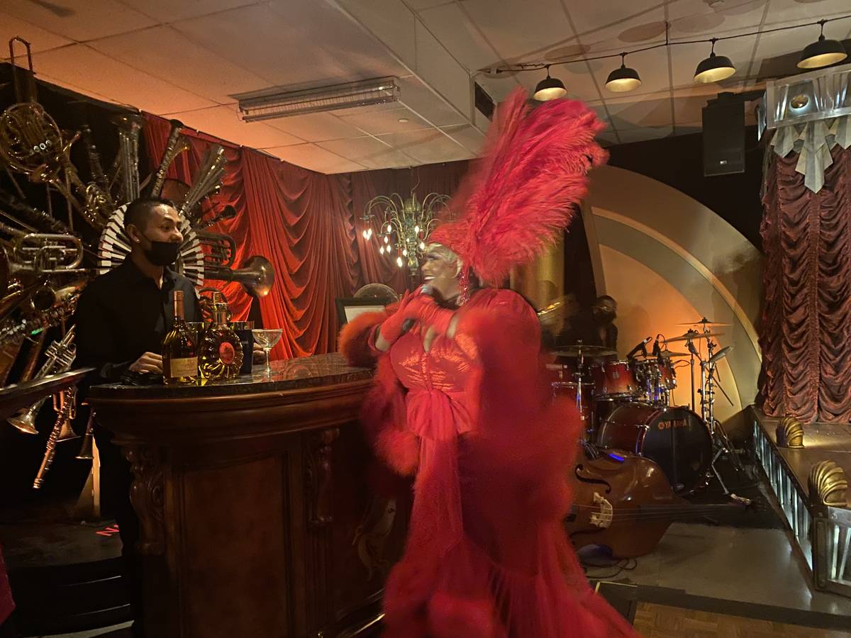 Las Vegas artist Skye Dee Miles is shown at Backstory, the pre-show of “Usher: The Las Vegas ...