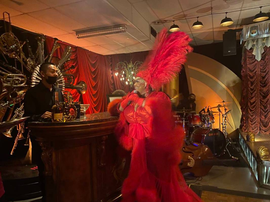 Las Vegas artist Skye Dee Miles is shown at Backstory, the pre-show of “Usher: The Las Vegas ...