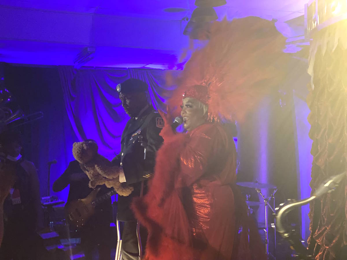 Las Vegas artists Skye Dee Miles and Eric Jordan Young are shown at Backstory, the pre-show of ...