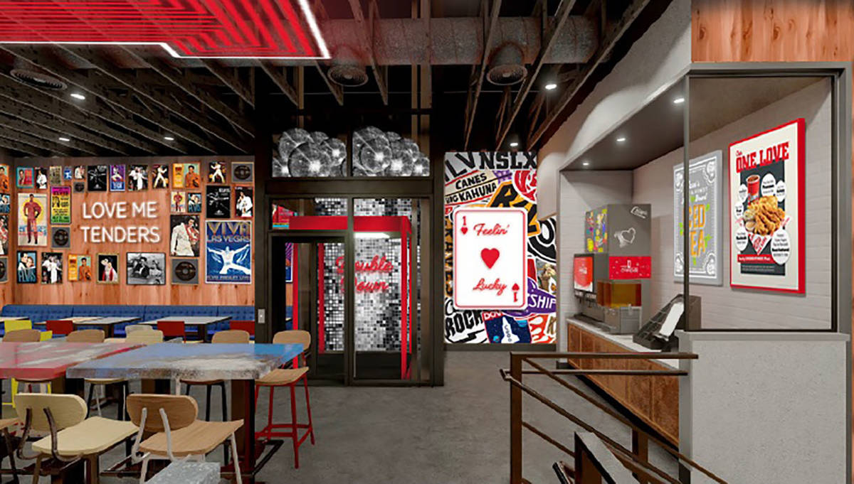 A rendering of the Raising Cane's planned for the Strip. (Raising Cane's)