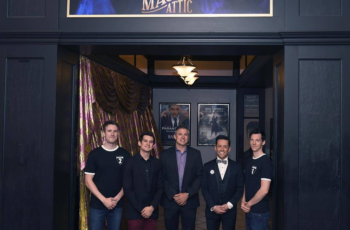 The lineup at The Magic Attic at Bally's: Brendan Murphy, far left, and Scott Hoatson, far righ ...
