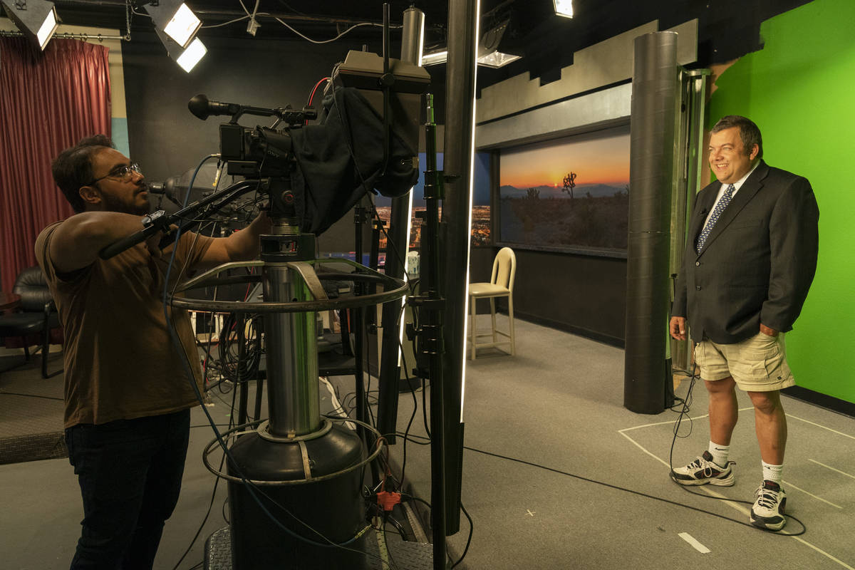 John Kohler records a weather segment during a scene from the HBO docuseries “Small Town News ...