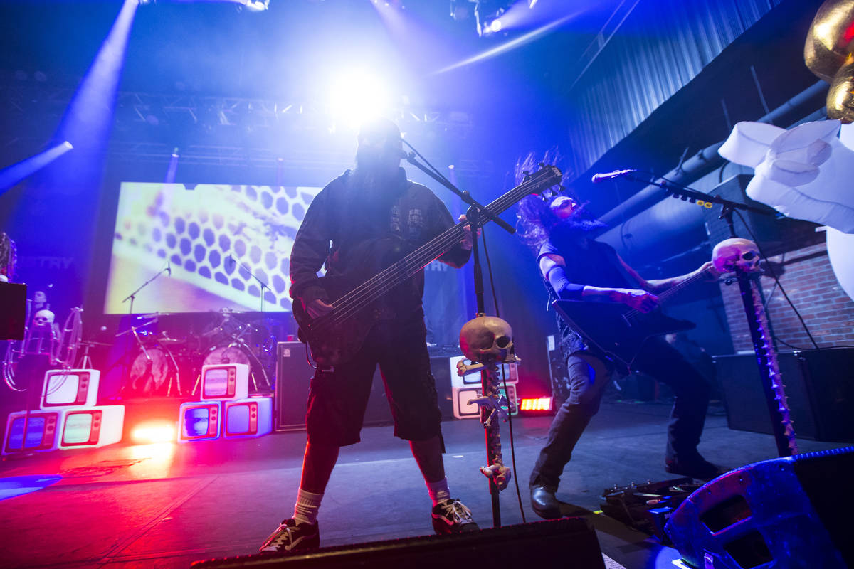 Tony Campos, left, and Cesar Soto of Ministry perform at Brooklyn Bowl in Las Vegas on Saturday ...