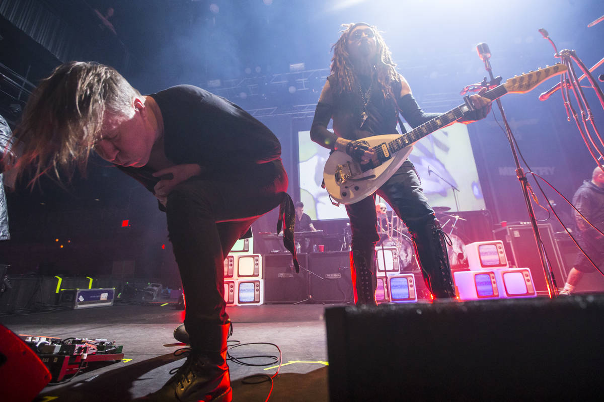 Fear Factory vocalist Burton C. Bell, left, joins Al Jourgensen of Ministry for a performance a ...