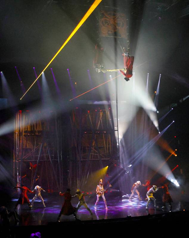 LAS VEGAS, NEVADA - AUGUST 19: Cast members perform during the grand reopening of "Michae ...
