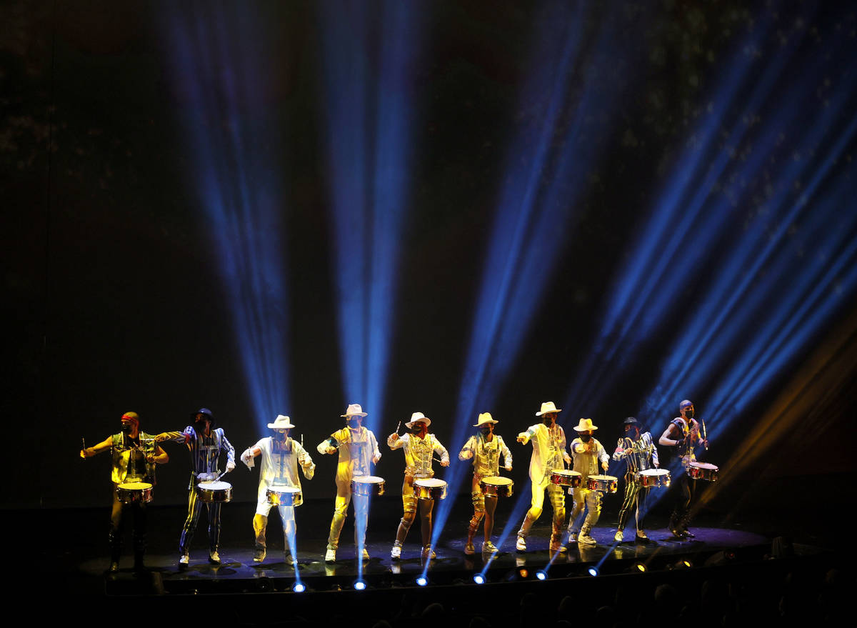 LAS VEGAS, NEVADA - AUGUST 19: Cast members perform during the grand reopening of "Michae ...
