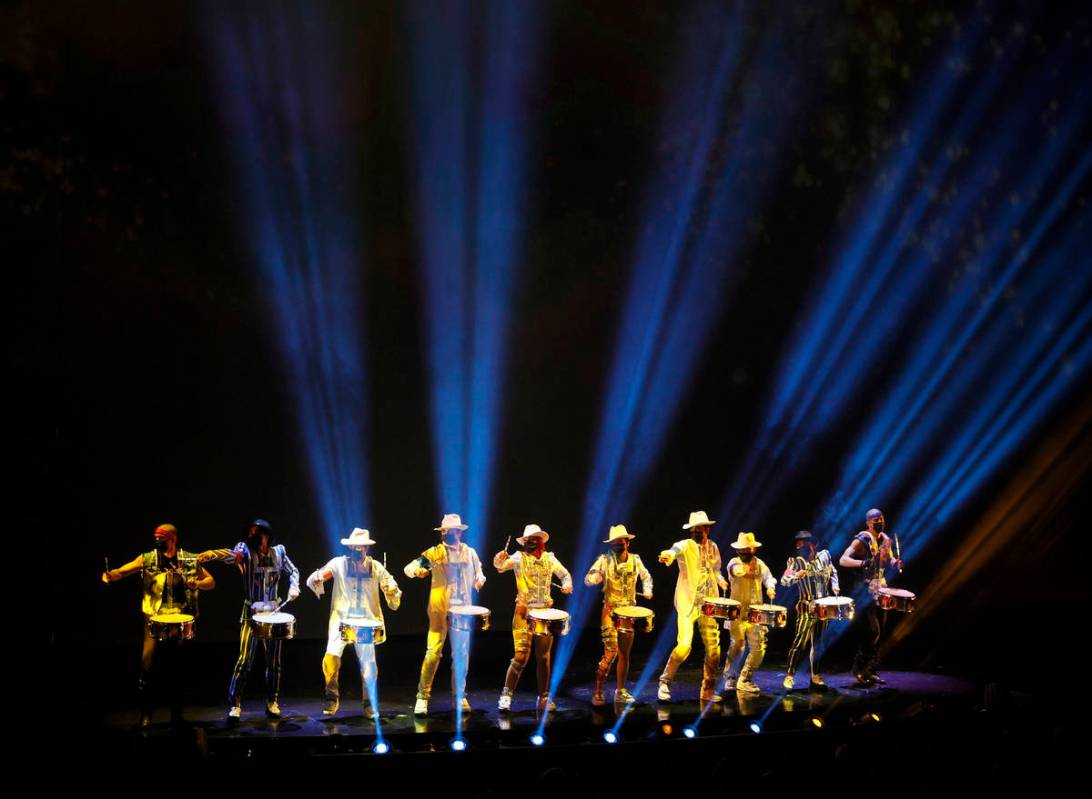 LAS VEGAS, NEVADA - AUGUST 19: Cast members perform during the grand reopening of "Michae ...