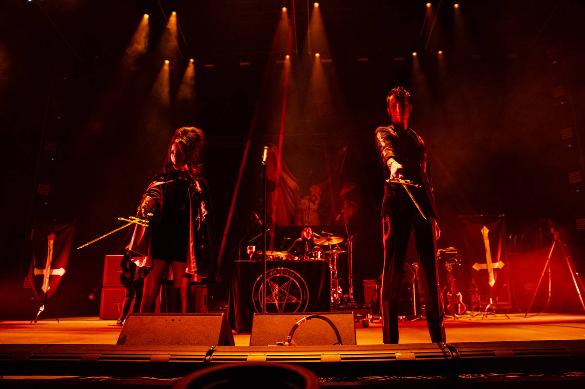 Alexandra James, left, and Zachary James of Twin Temple perform during Psycho Las Vegas at Mand ...
