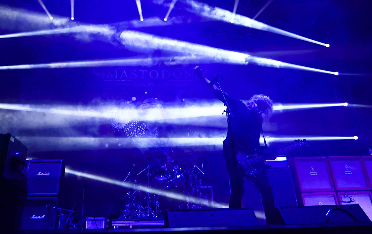 Troy Sanders of Mastodon performs during Psycho Las Vegas at Mandalay Bay in Las Vegas on Frida ...